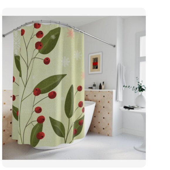 Festive Floral Shower Curtain - Picture 2 of 5